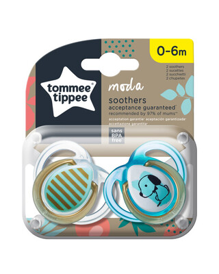 Tommee Tippee MODA Soother, (0-6 months), Pack of 2 -Boy